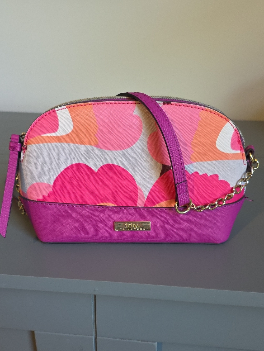 TRINA TURK Pink and Orange Floral Dome Crossbody
